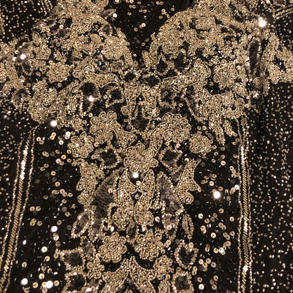 Primavera Couture Long Sleeve beaded fitted gown - Picture 4 of 7